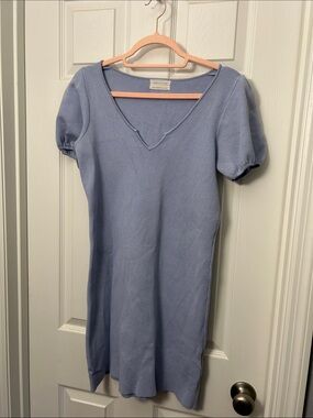 Urban Outfitters Light blue V-Neck Puff Sleeve Mini Dress